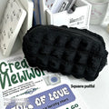 Fabric pencil case with cream puff design in beige and black colour options