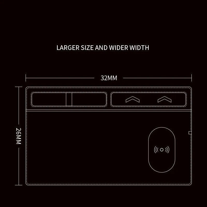 Wireless charging gaming mouse pad with integrated phone holder showing black colour option
