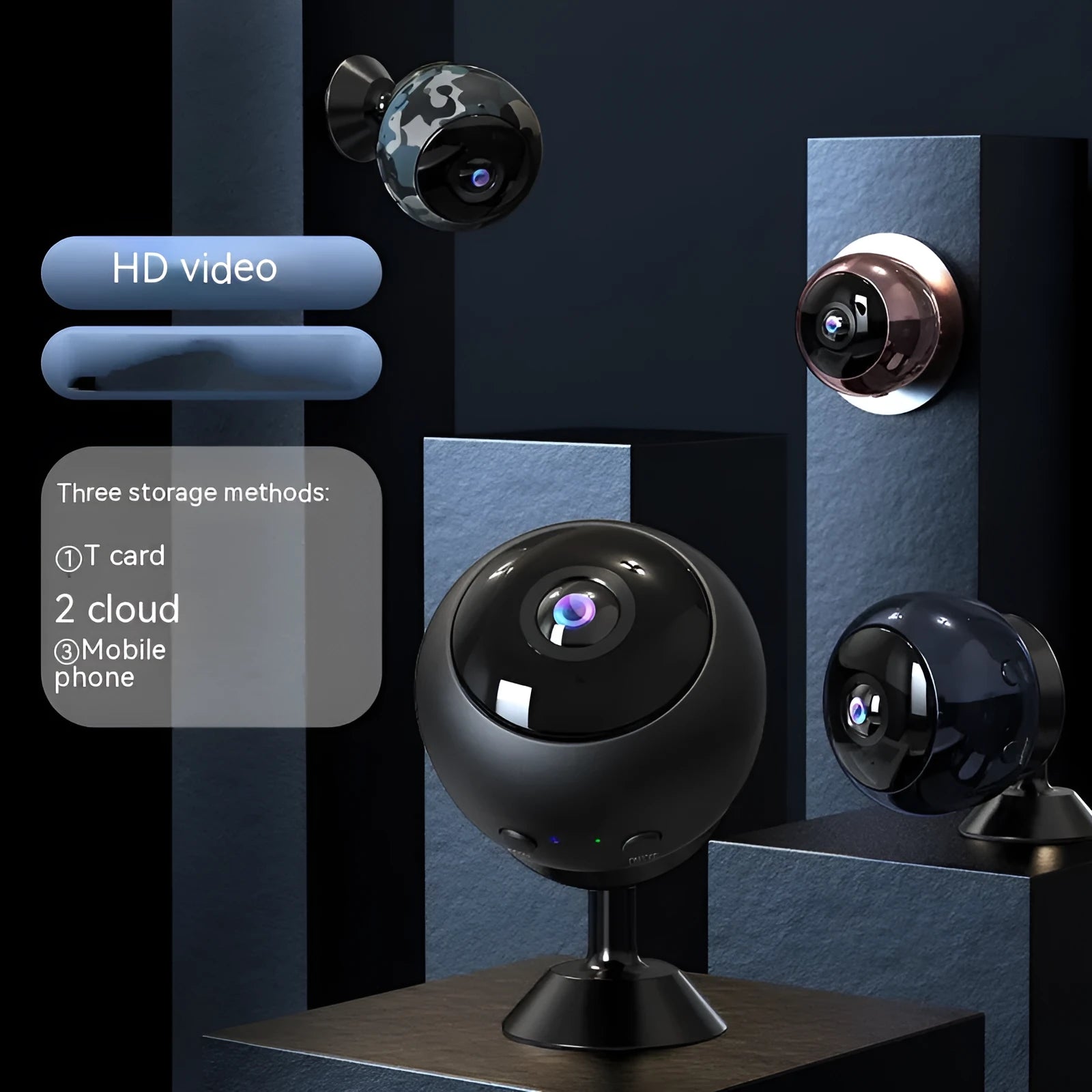 A12 wireless WIFI surveillance camera with ABS plastic housing and 3.6° lens