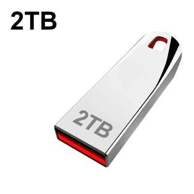 Metal shell USB flash drive with large capacity up to 2TB and USB 2.0 connector.