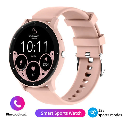 Call ZL02PRO Smart Watch in black with AMOLED screen showing heart rate data, wrist wearing pose