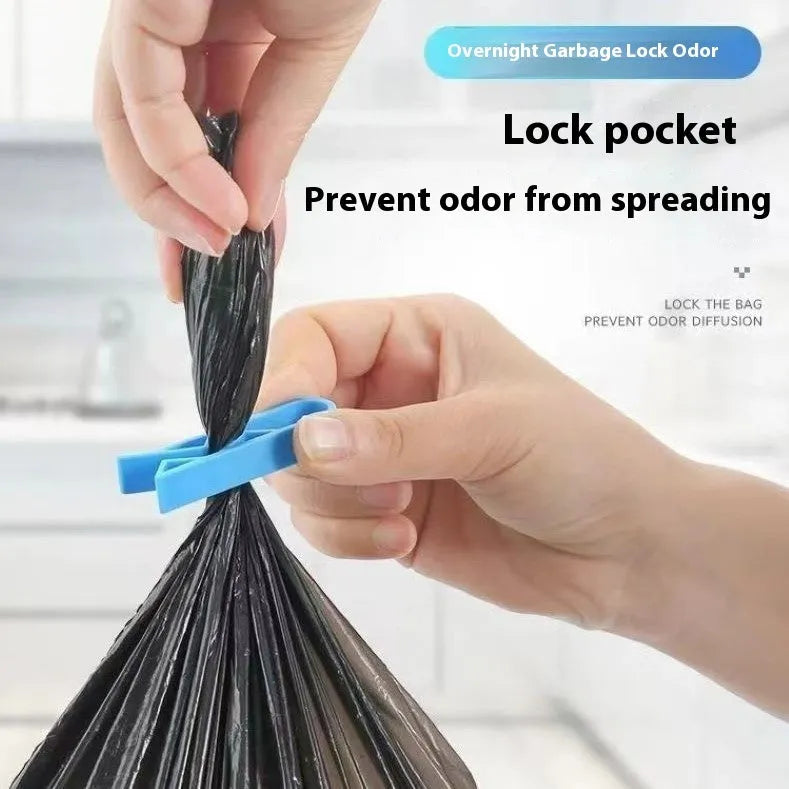 PP plastic non-slip clip for securing a rubbish bag to the side of a bin.
