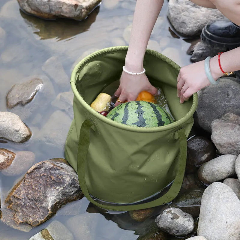 Army green folding telescopic ventilation duct made from PVC mesh cloth with a ribbon tie