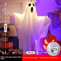 Luminous white ghost Halloween light with cloth construction and button electronics