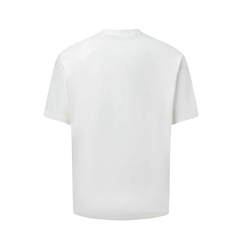 Men's blue American-style letter print loose fit cotton blend t-shirt