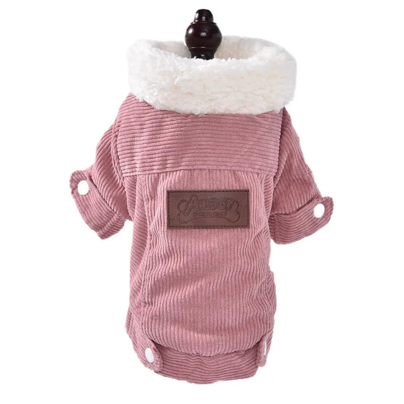 Lambswool grey padded dog vest with fleece lining for winter warmth.
