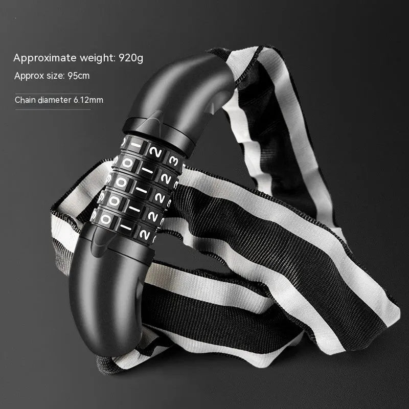95cm zinc alloy mountain bike chain lock with anti hydraulic shear resistance in black colour