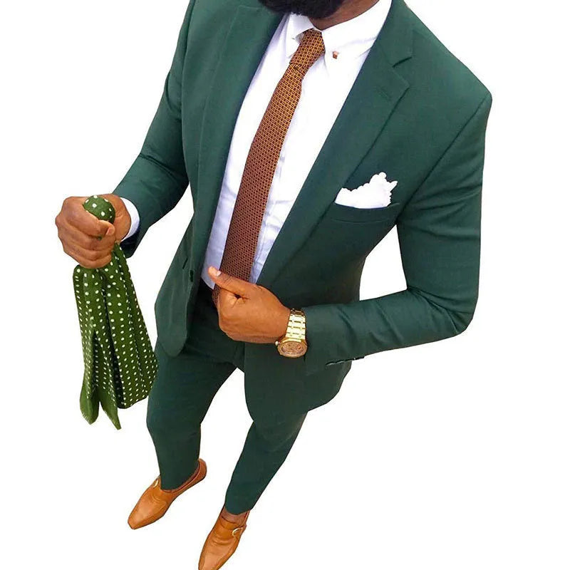 Men's two-piece cotton banquet suit in multiple colours with sizes from XXS to 7XL