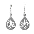 925 sterling silver hollow water drop retro earrings for women, showing grinding texture.