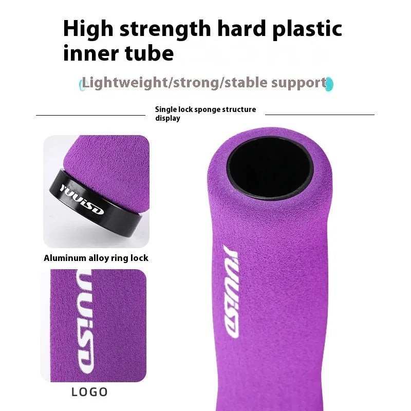 Pair of ultra-light 41g soft sponge mountain bike handlebar grip covers shown in available colours