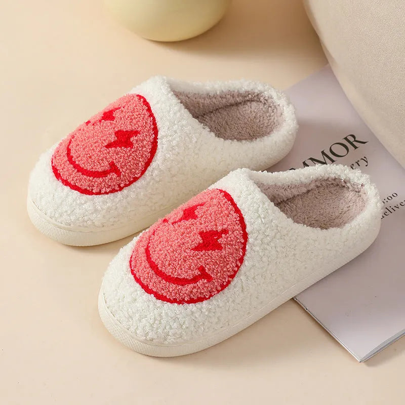 Women's plush round toe slippers with a PVC sole in Big Love colour.
