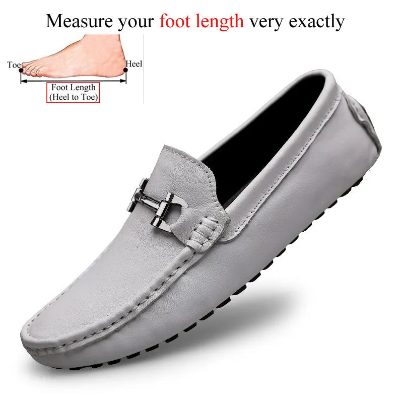 Genuine leather slip-on loafers for men casual shoes black colour