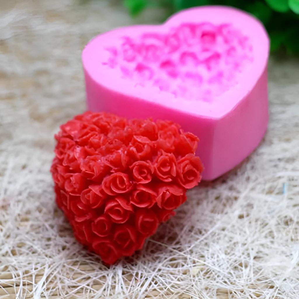 Pink love rose silicone mould for fondant chocolate crafts, Valentine's Day home supply