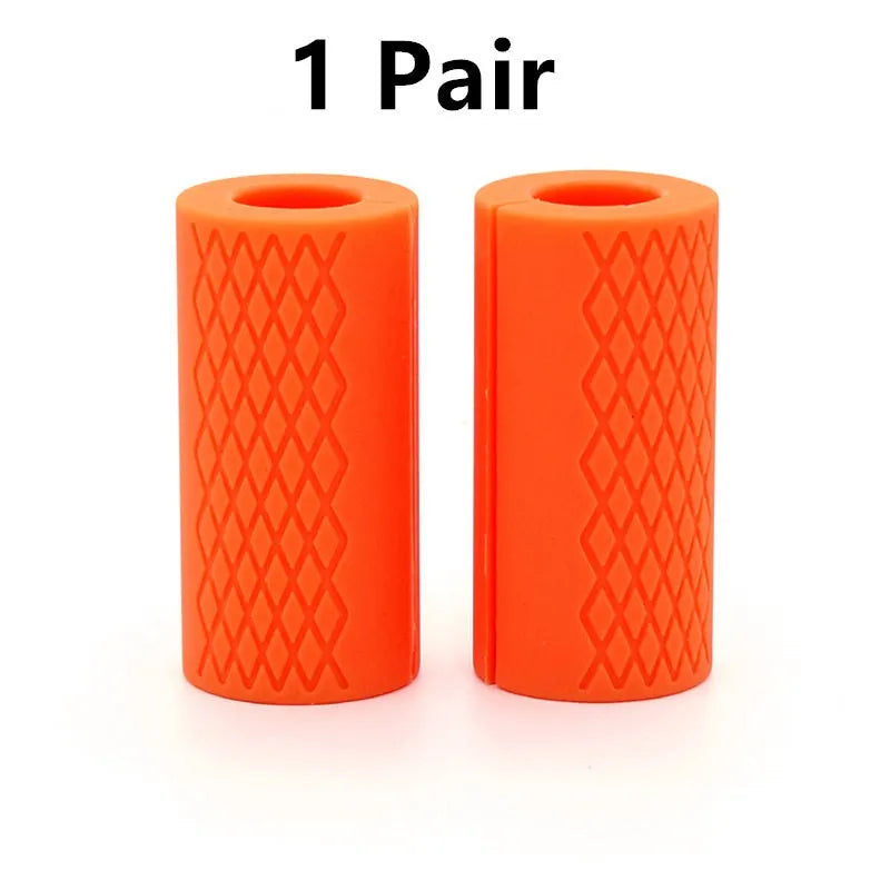 Set of fashion silicone dumbbell and barbell grips in round and grid patterns, black and blue, food-grade material