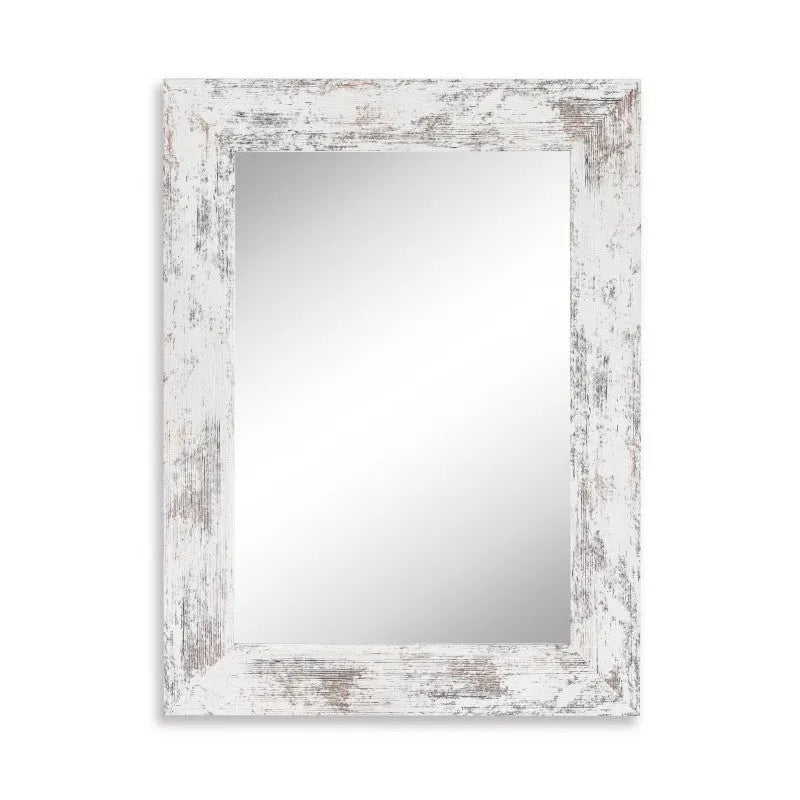 Wall-mounted modern pastoral style bathroom mirror with retro Chinese frame in small old white
