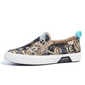 Canvas slip-on sneakers in khaki with vulcanised rubber sole and breathable mesh lining