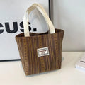 Japanese style large capacity corduroy handbag in ivory white, grey, or dark brown colour