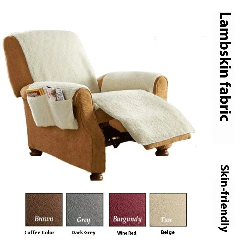 Lamb wool polyester sofa cushion slipcover in beige, shown on a cushion