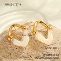 Stainless steel earrings with colour resin stitching and 18K gold plating