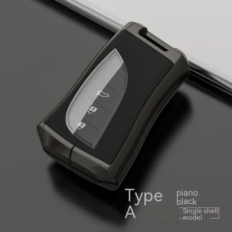 Zinc alloy TPU car key case cover in multiple colours including black, white, brown, blue, and green.