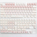 Full set of PBT sublimation key caps for mechanical keyboards showing 98+ keys in various sizes