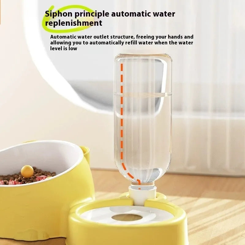 Double bowl automatic drinking pet basin for cats in plastic, shown in haze blue colour.