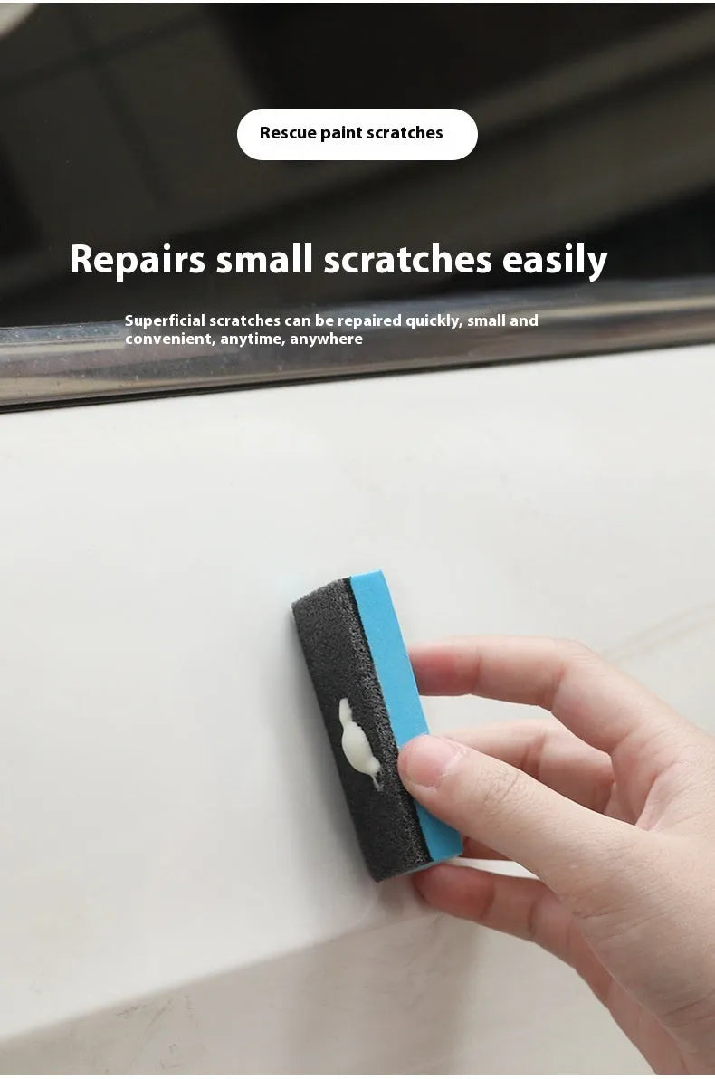 Car repair wax kit with bottles of A and B wax and a frosted sponge mop for scratch removal