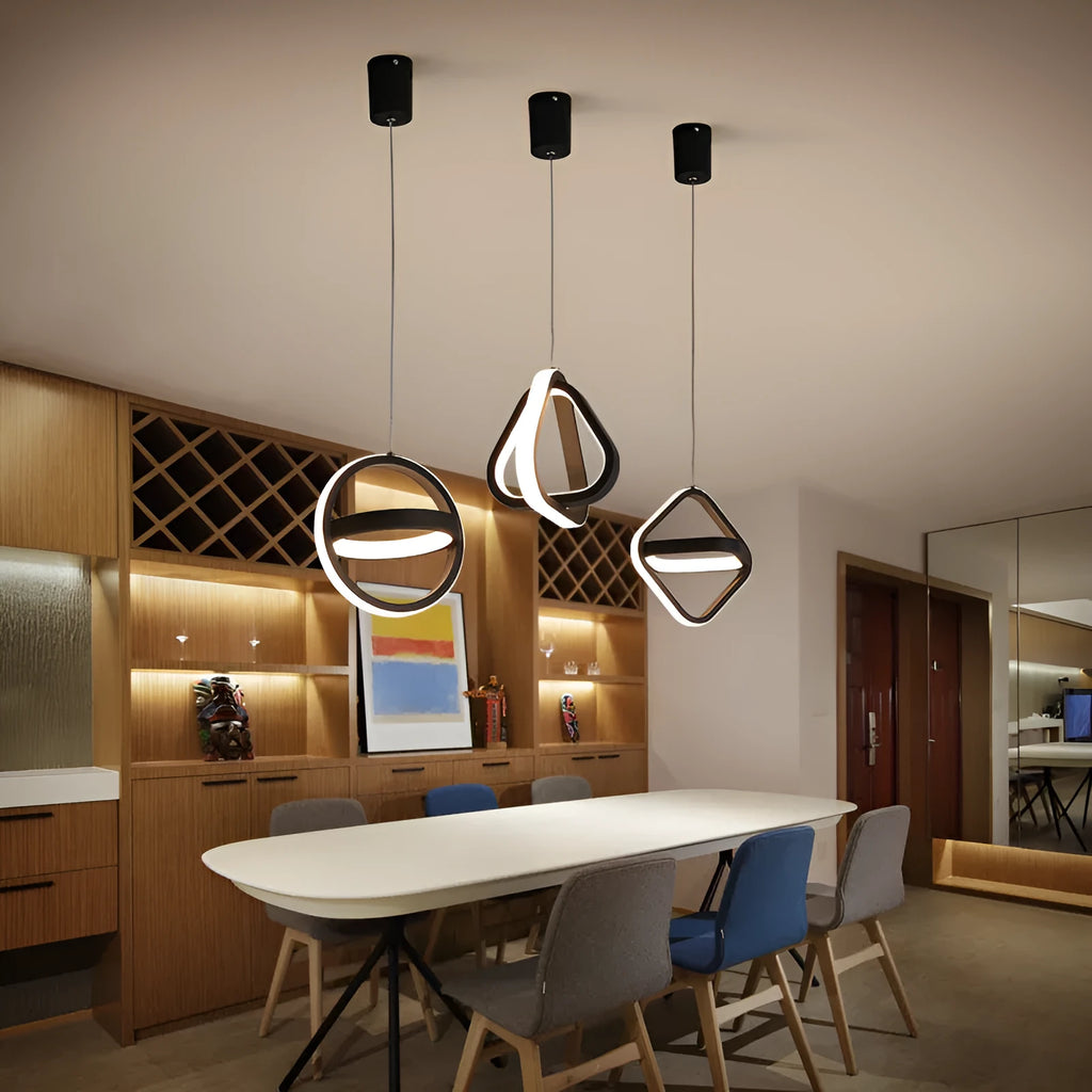 Iron LED pendant light, single head, adjustable 1m, 210mm body, white or black Nordic style