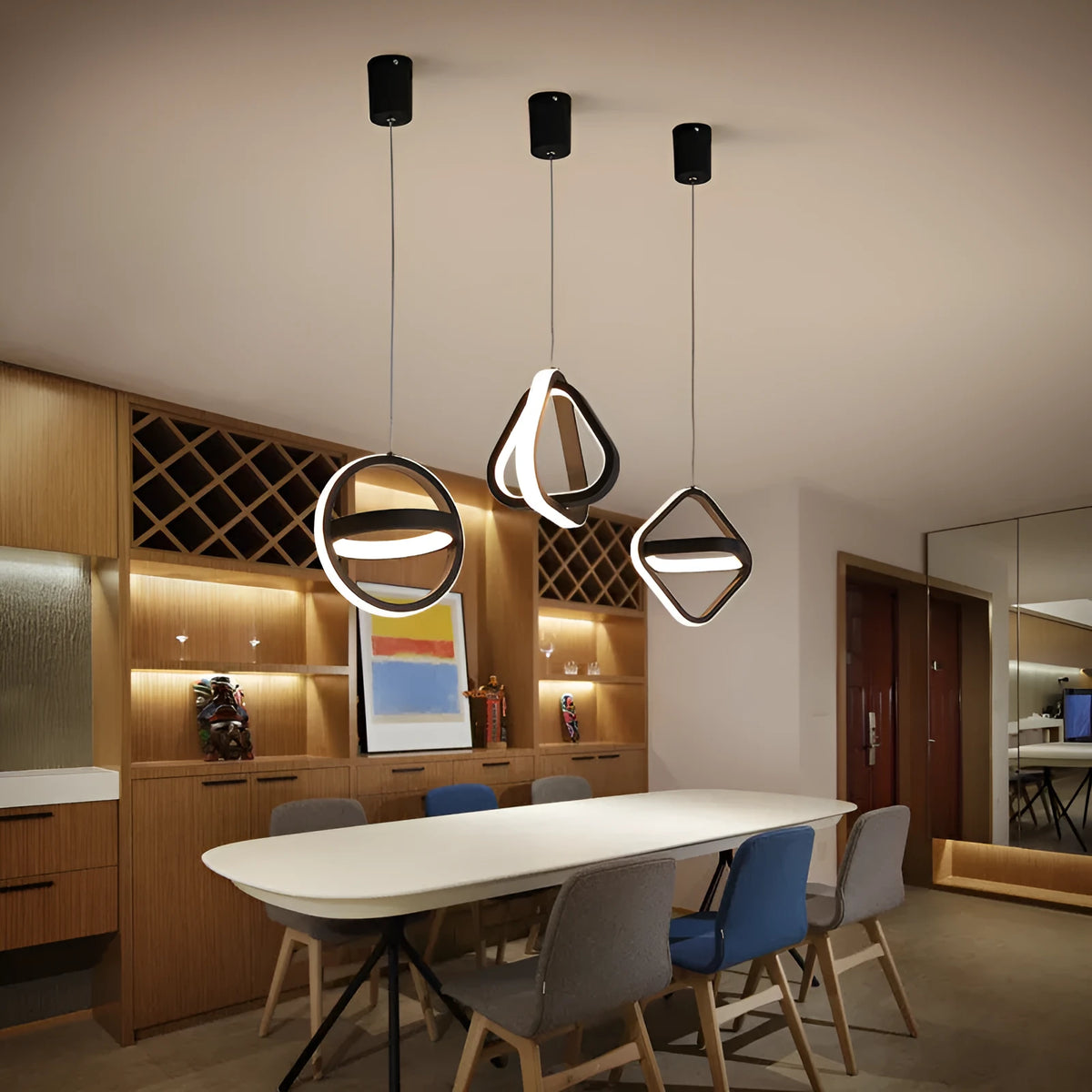 Iron LED pendant light, single head, adjustable 1m, 210mm body, white or black Nordic style