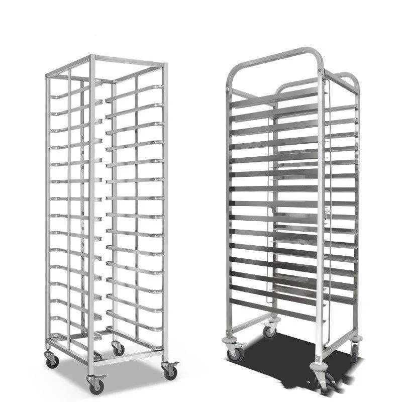 Stainless steel baking tray rack with six layers and locking mechanism, 40x60cm tray size
