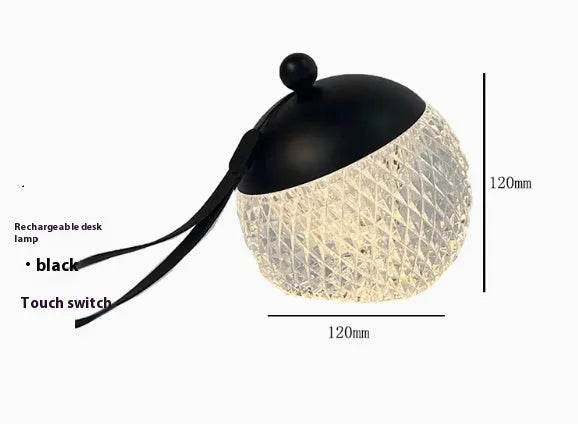 Small cylindrical portable LED night lamp with a touch dimmer in a choice of five colours.