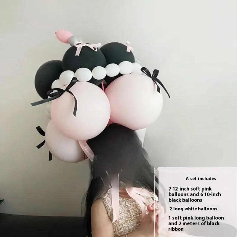 Round balloon bouquet cake decoration DIY kit with complete balloon sets for birthday parties