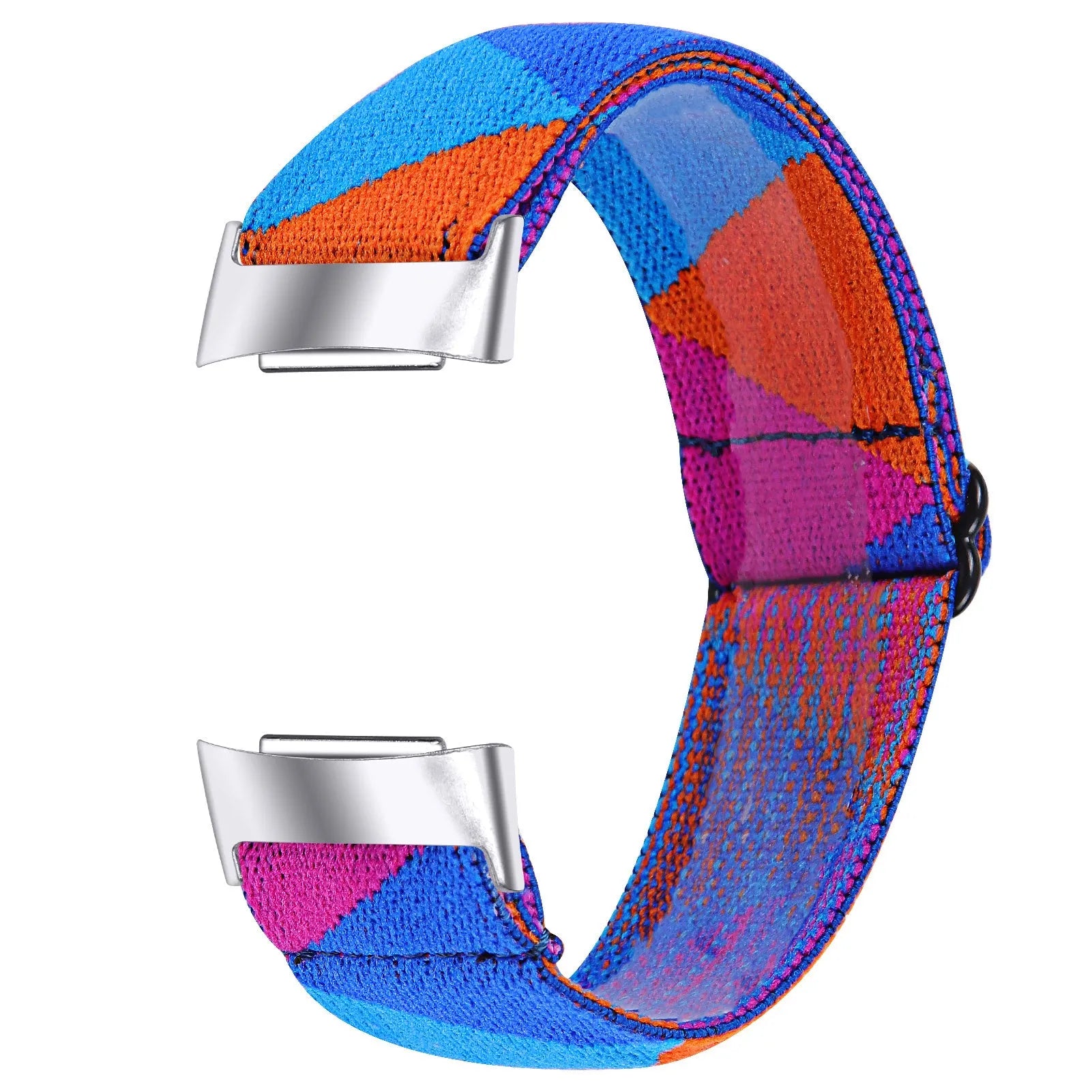 Printed elastic replacement watch strap for Fitbit Charge 6 in assorted colours on a white background