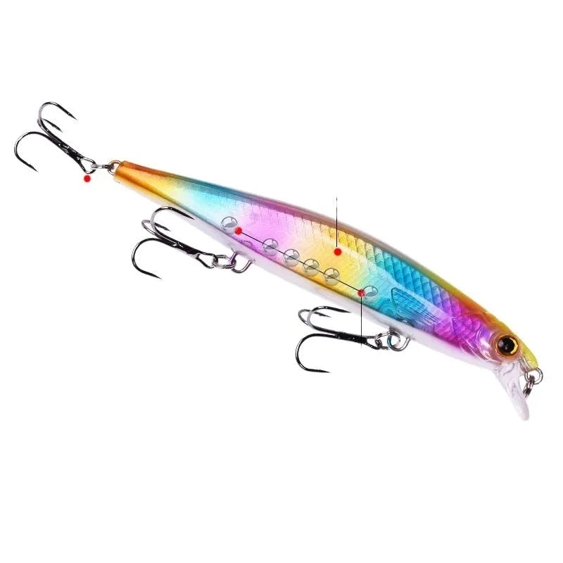 Tossing Submerged Suspended Mino Lure soft plastic fishing bait, 11cm long, in assorted colours.