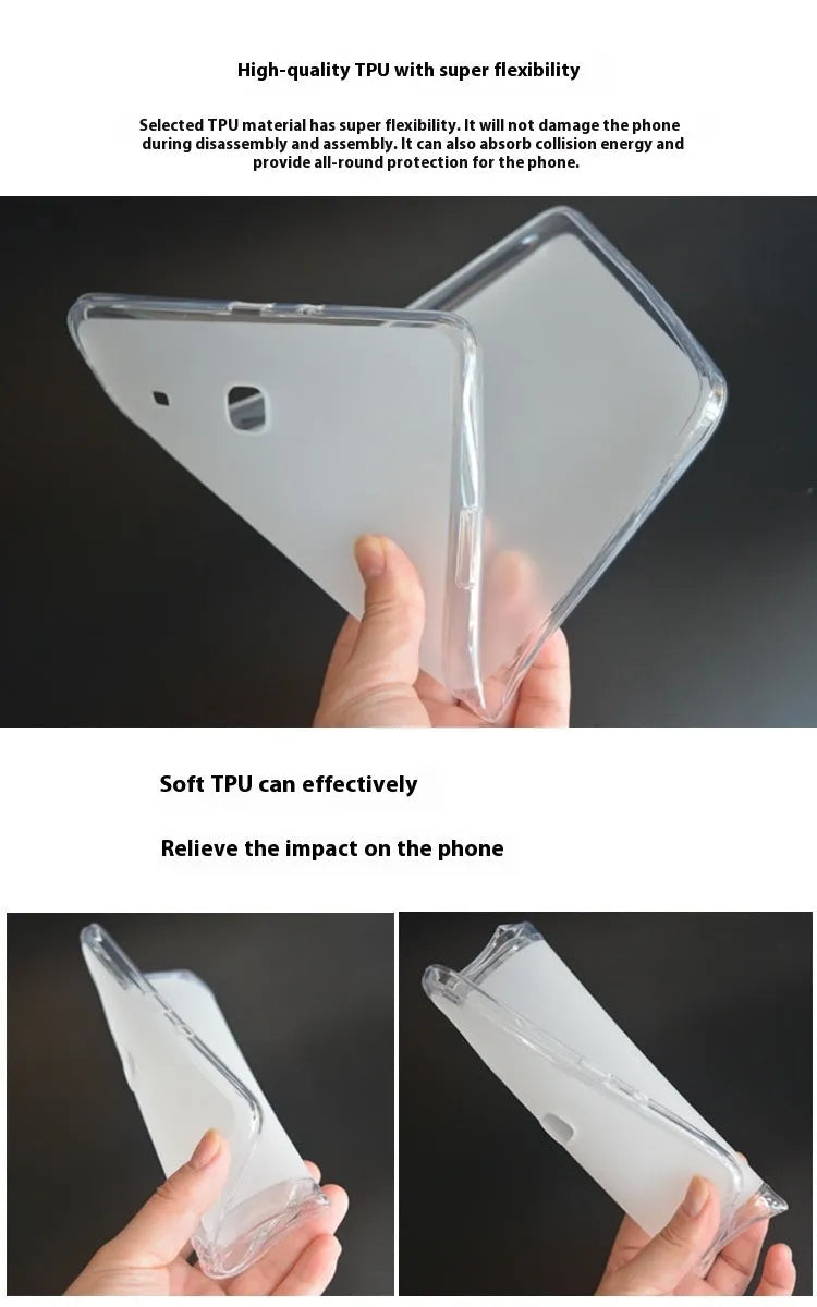 Clear transparent white ultra-thin silicone tablet protective case shown from the side.
