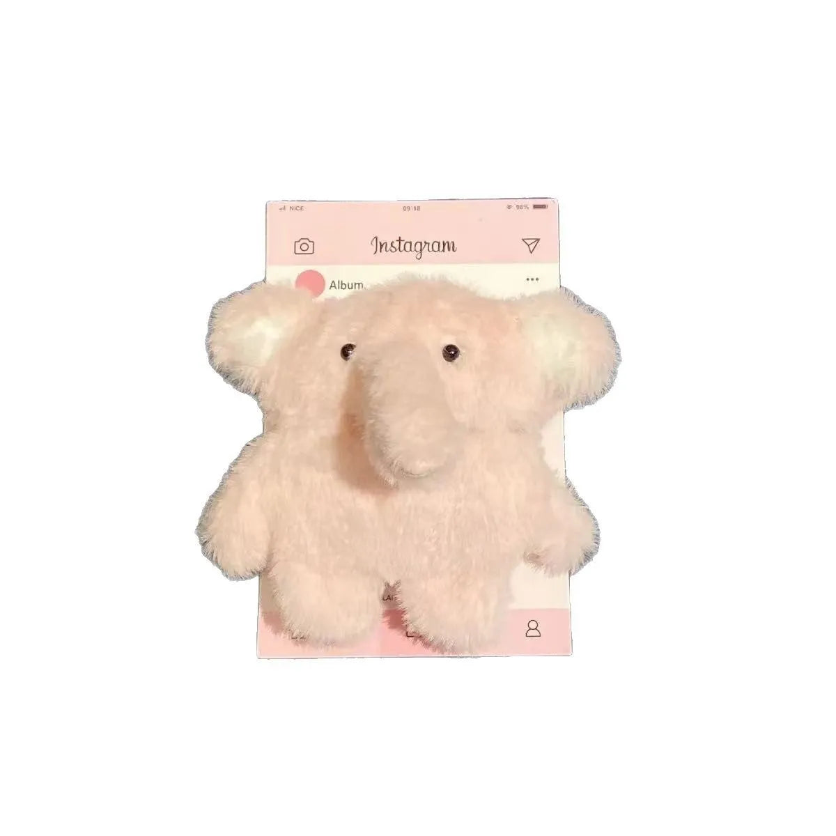 Pink plush baby elephant wireless Bluetooth earbuds case for AirPods, flannel fabric, cartoon style