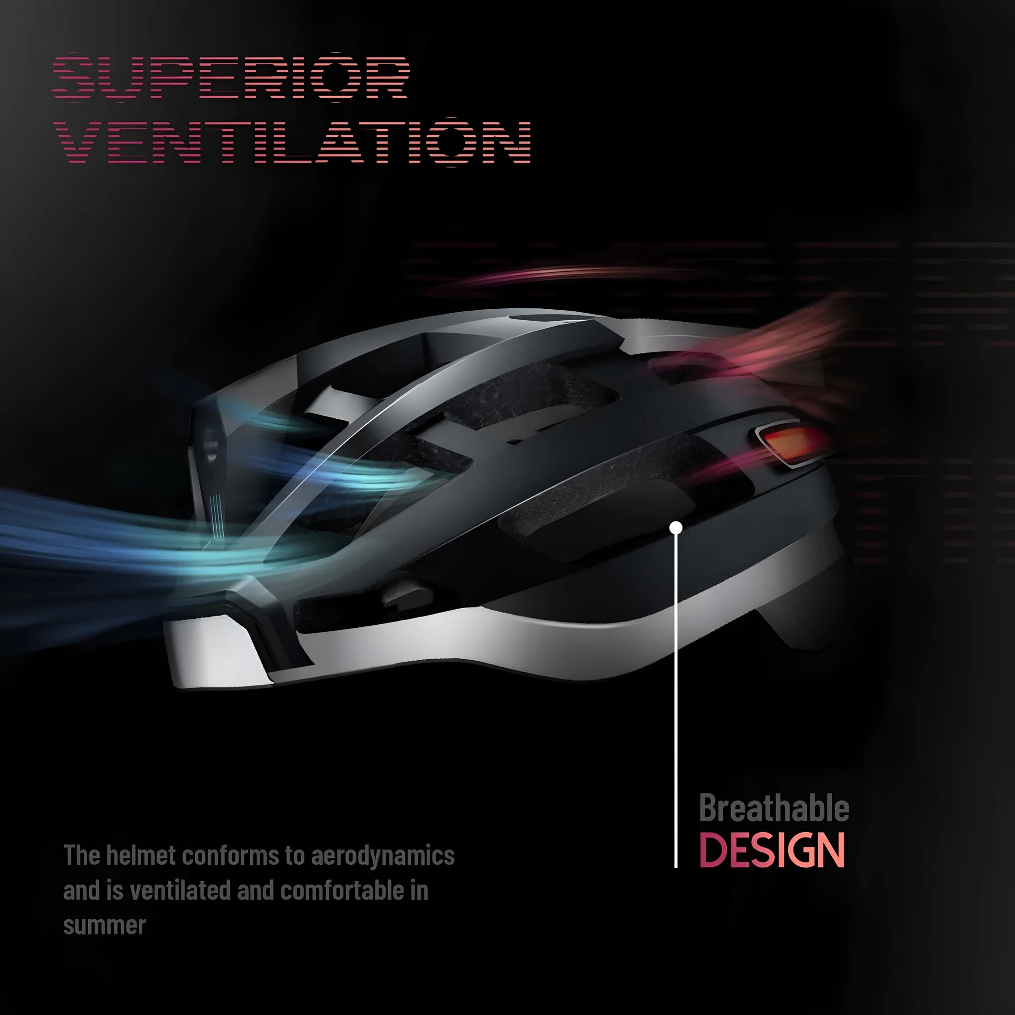 Black and grey adult cycling smart helmet with integrated red LED safety light on the rear.
