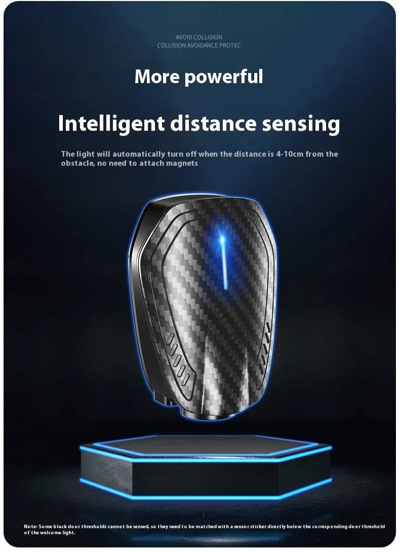Carbon fiber pattern black car courtesy lamp with infrared induction and wireless design