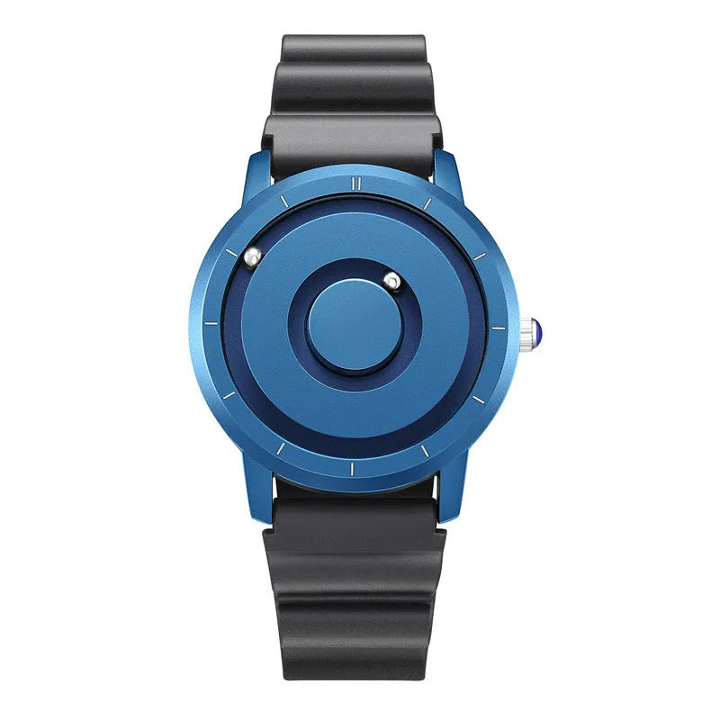 Men's New Celestial magnetic suspension quartz watch with 40mm round dial and black silicone strap