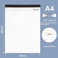 A4 wire-o bound tear-off notepad open on a table, showing ivory white grid pages.