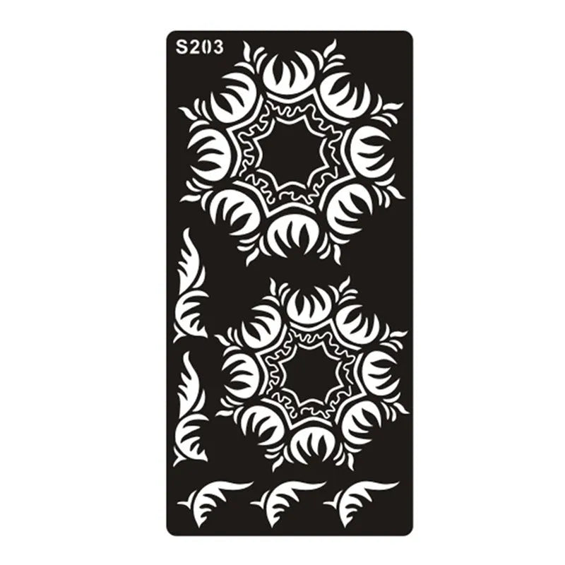 Hollow tattoo template sticker sheet with geometric design on water transfer paper