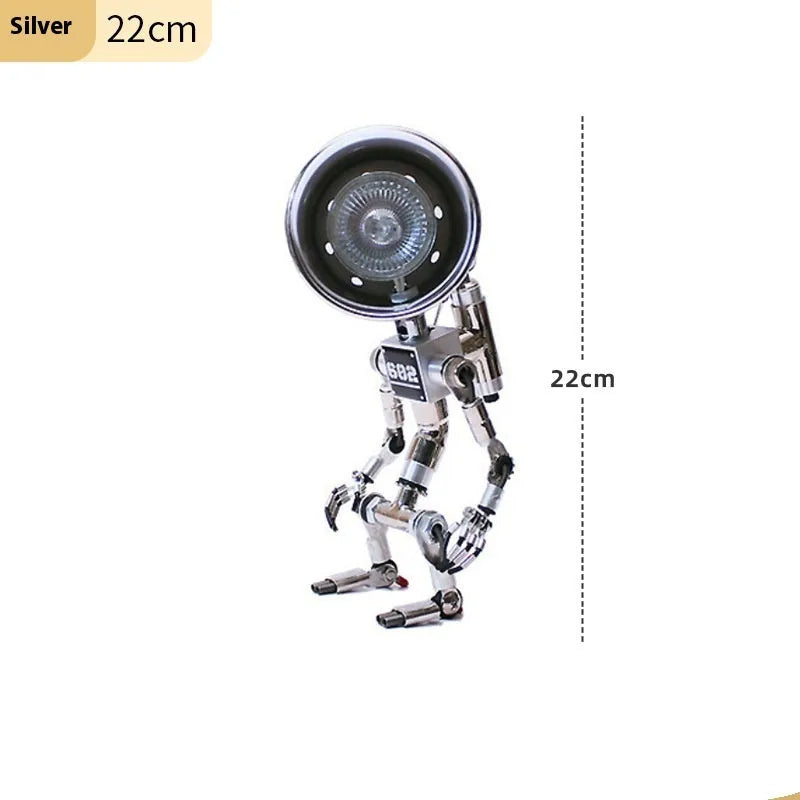 Silver copper robot atmosphere light with customisable graphics in 22cm or 29cm sizes