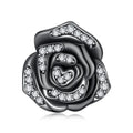 Set of S925 sterling silver spacer beads with rose motif, 1.2cm height and width, dark SCC3199 colour