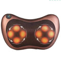 Smart shoulder neck massage pillow with 8 massage heads in black genuine leather