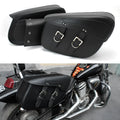 Black PU leather motorcycle saddle bag with retro design, shown mounted as a side box.