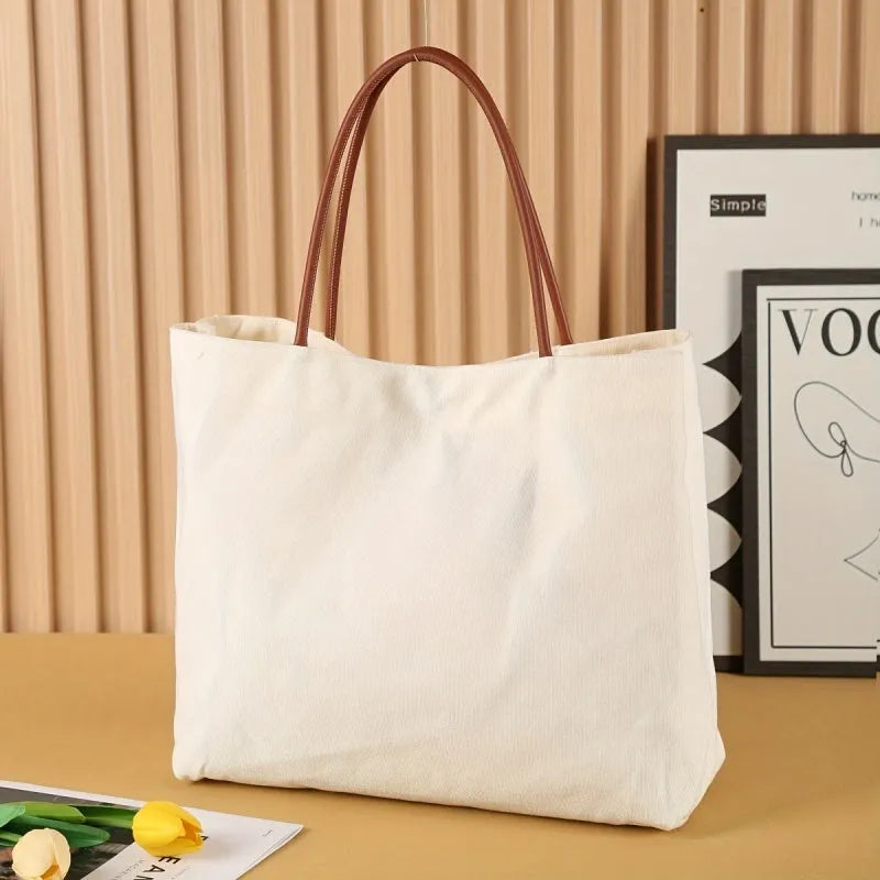 Natural cotton canvas tote bag with 40cm width for shopping and everyday carrying