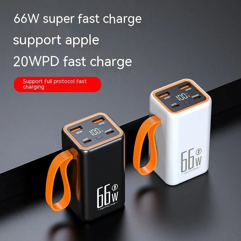20000 mAh fast charge power bank in black or white plastic casing