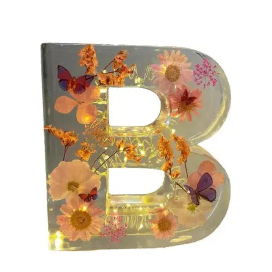 Transparent resin night light ornament with custom letter design 15cm square modern simplicity