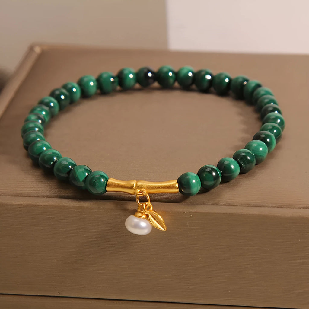 White Crystal women's bracelet with bamboo pattern design on wrist