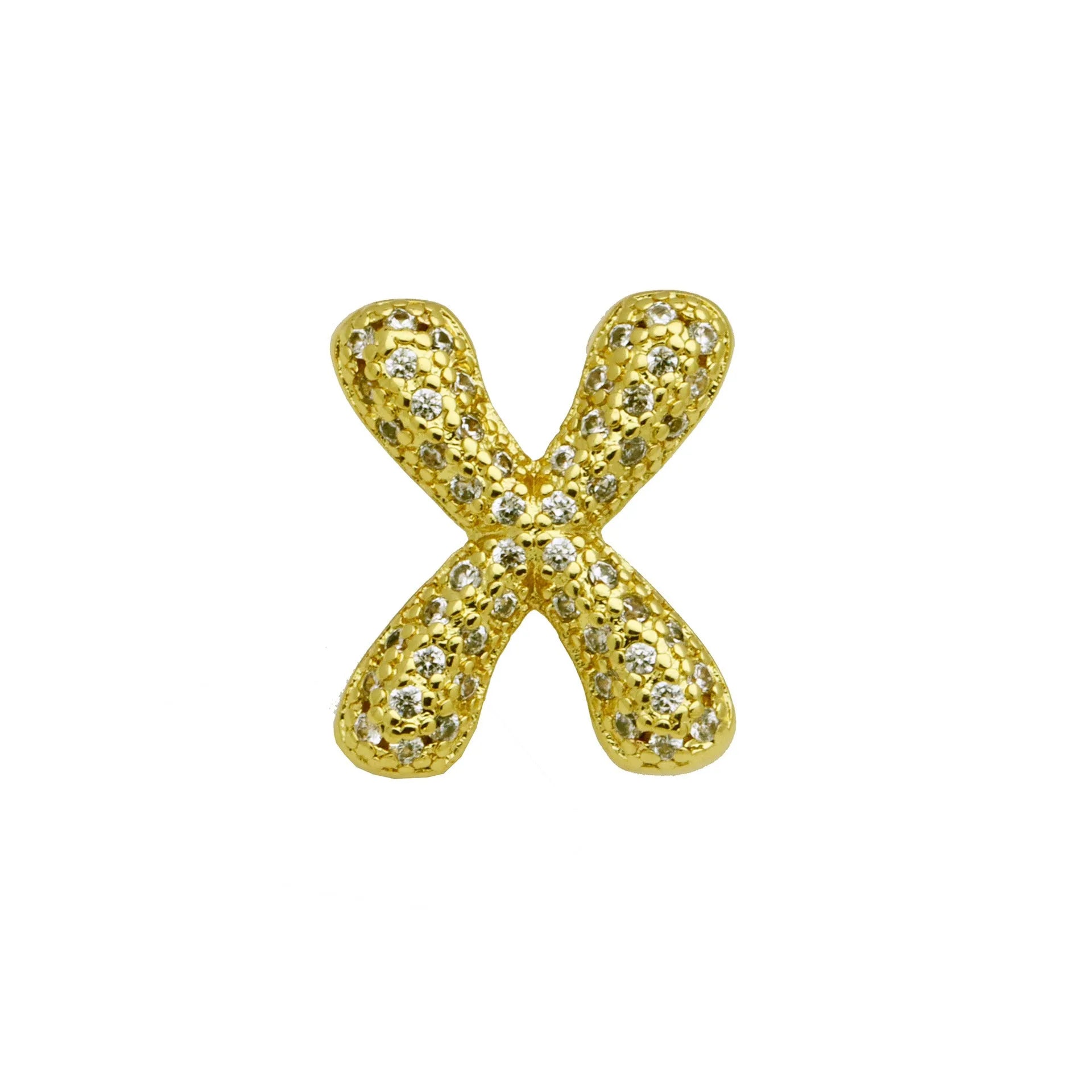 Copper letter bracelet with zirconium inlay showing detailed English character modelling in gold finish